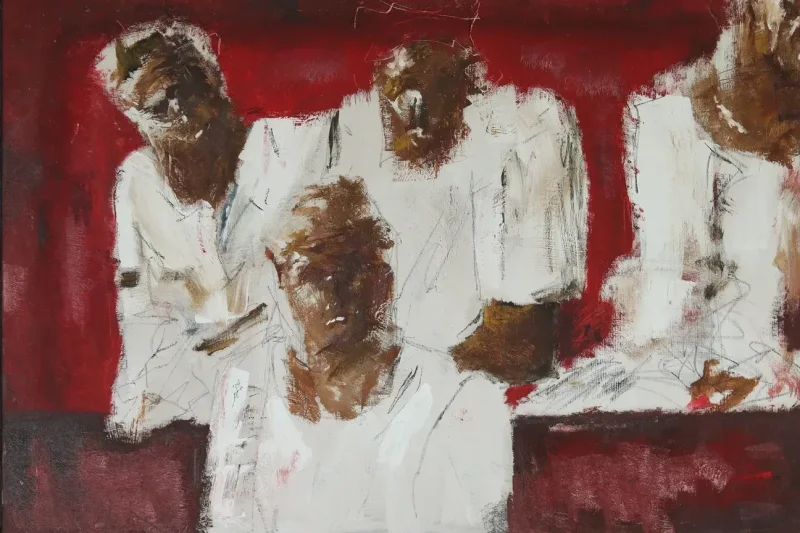 There is no spine in you, an oil painting